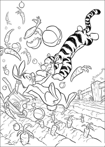 Tigger And Rabbit  Coloring Page